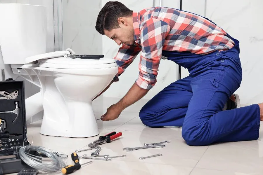 a male plumber fixing a sink pipe in Leander, TX - New Construction Plumbing Services a male plumber fixing a sink pipe in Leander, TX - New Construction Plumbing Services